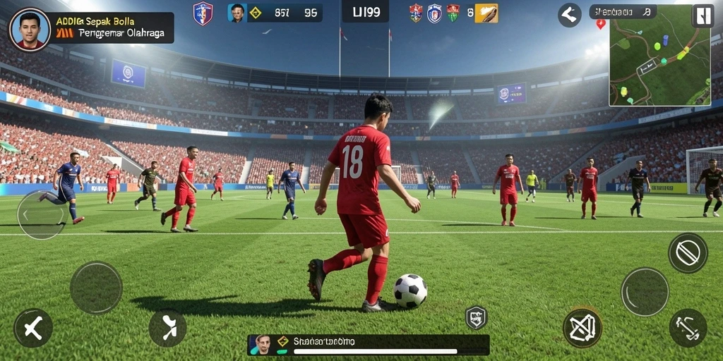 Screenshot utama ADI99 menampilkan aksi seru di lapangan sepak bola.