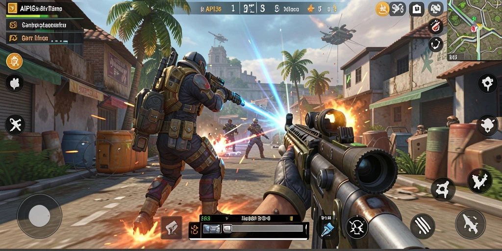 Screenshot gameplay API36 yang menunjukkan aksi seru dalam TPS.