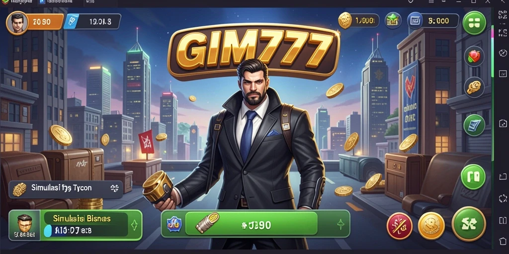Screenshot dari gameplay GIM777 menampilkan aksi manajemen bisnis yang seru.