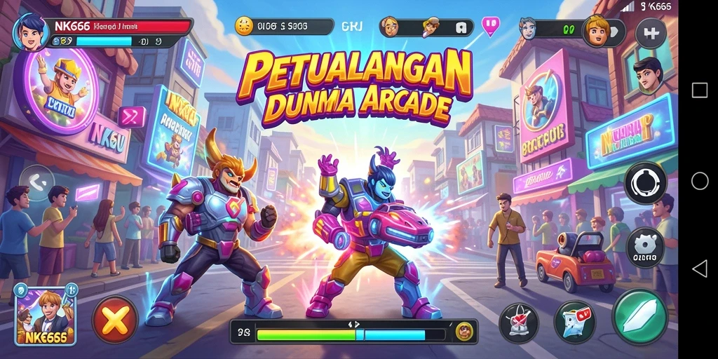 Tangkapan layar gameplay NK666 yang penuh aksi arcade.