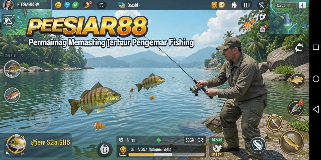 Screenshot PESIAR88 menampilkan aksi memancing yang mendebarkan.