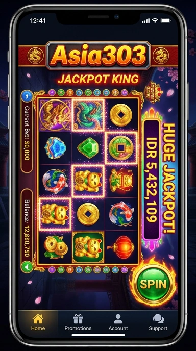 Screenshot dari berbagai kategori aplikasi yang tersedia di Asia303.